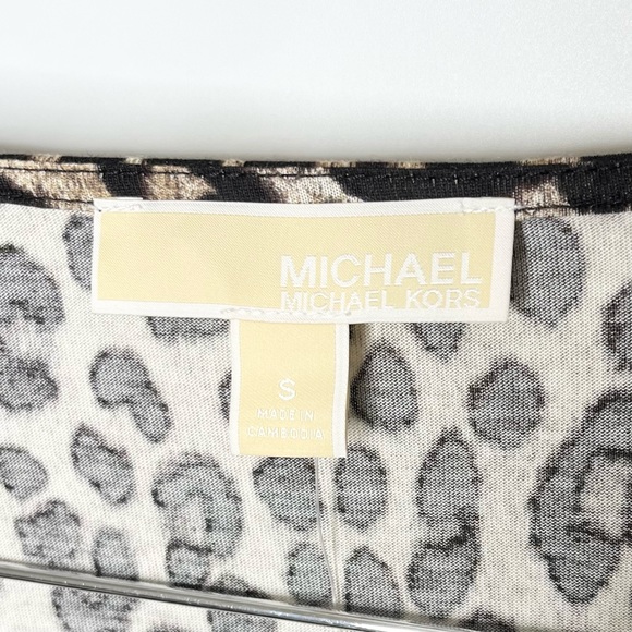 NWT Michael Michael Kors Leopard Animal Print Square Neck Long Sleeve Top Small - Picture 9 of 13